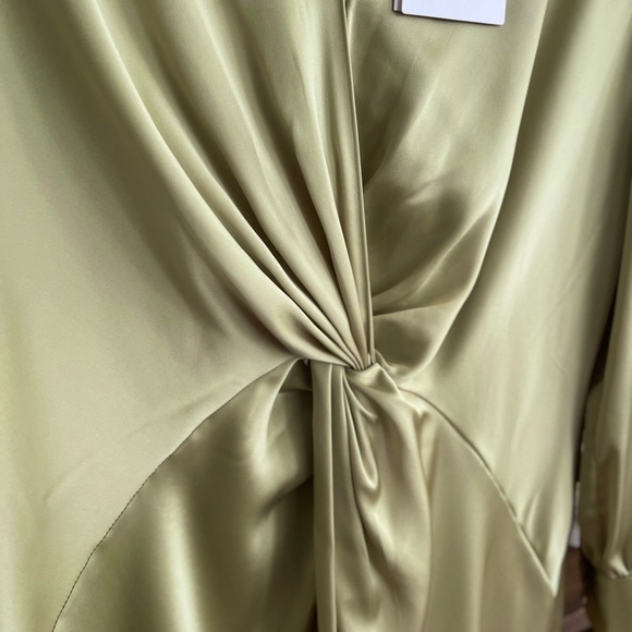 Theory Women’s Satin Twist Front Midi Dress Elegant Cocktail Evening Wear Sz 10 - Picture 4 of 10